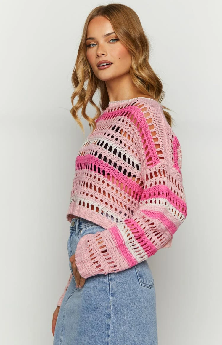 Beginning Boutique Emaline Long Weekend Multi Pink Jumper - Image 4