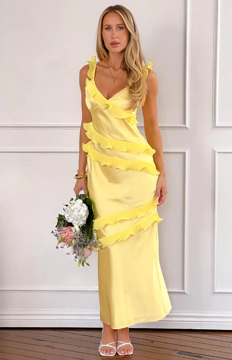 Evan Yellow Maxi Dress - Image 7