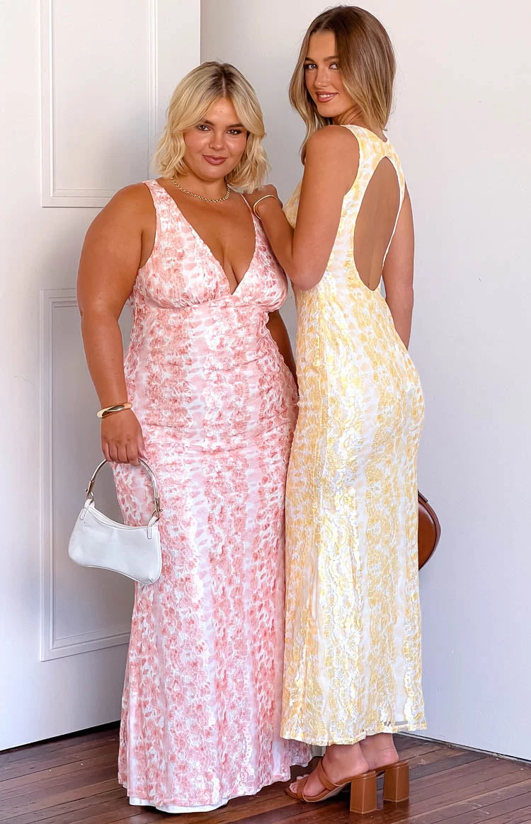 Farida Peach Lace Maxi Dress - Image 11