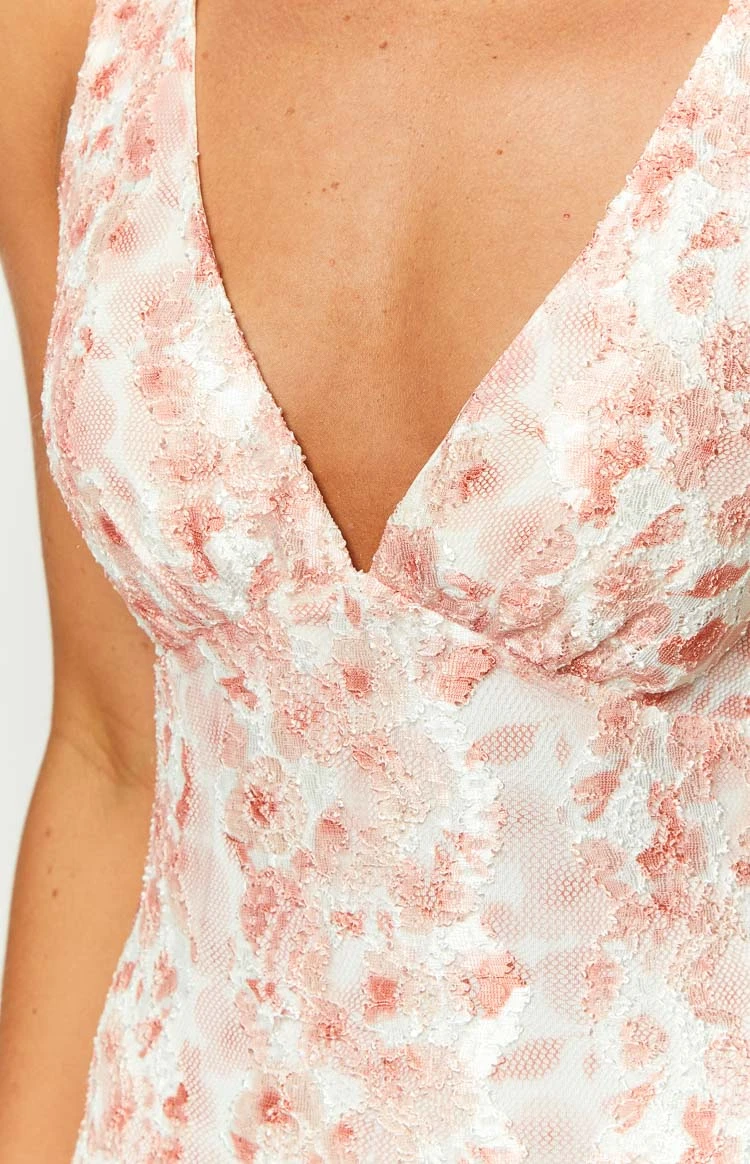 Farida Peach Lace Maxi Dress - Image 6