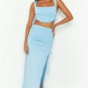 Farrar Blue Ruched Maxi Skirt
