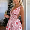 Genovia Red Tile Print Mini Dress