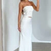 Genevieve White Satin Maxi Skirt