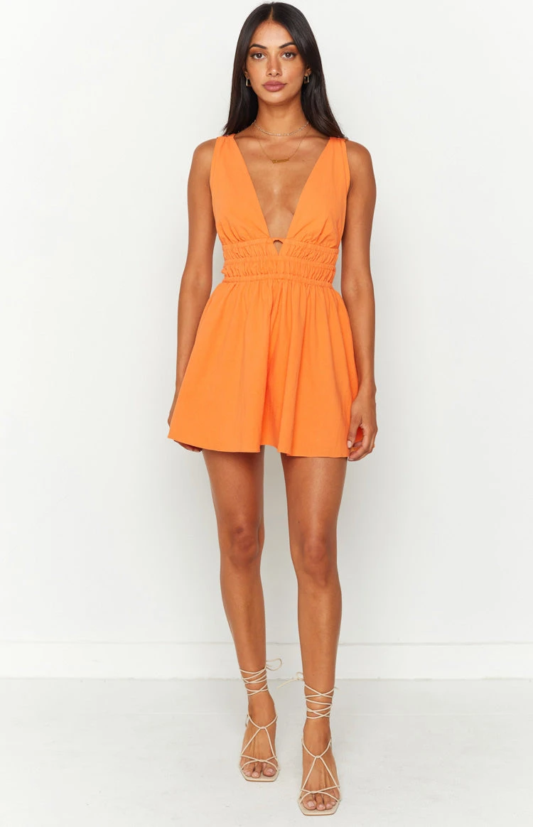 Genovia Crinkle Orange Mini Dress - Image 3