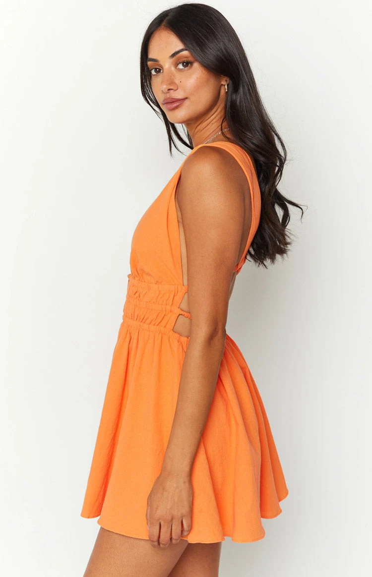 Genovia Crinkle Orange Mini Dress - Image 4