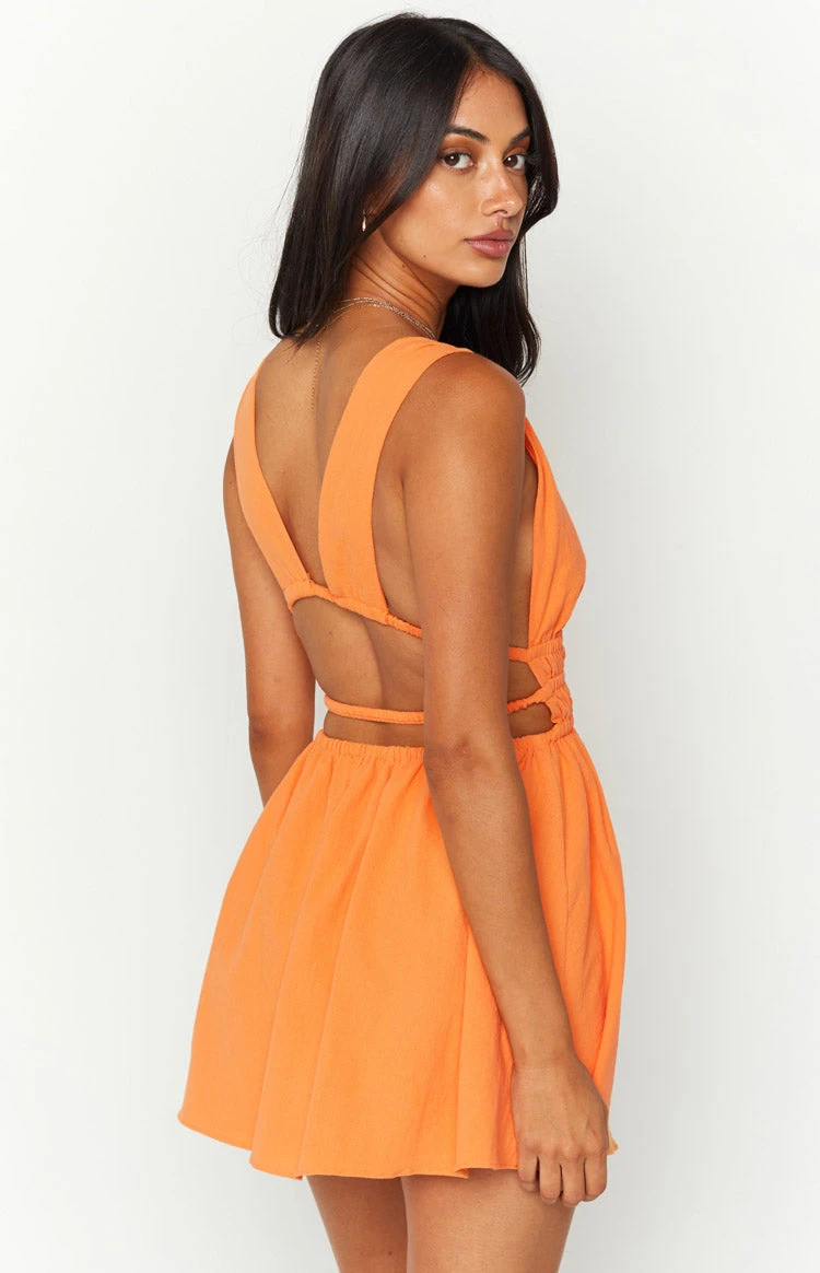 Genovia Crinkle Orange Mini Dress - Image 5