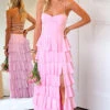 Georgie Pink Ruffle Maxi Dress