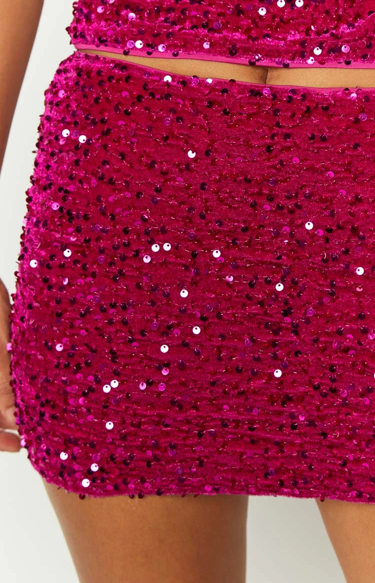 Glitz Magenta Sparkle Mini Skirt - Image 6