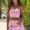 Gracie Pink Knit Strapless Crop Top