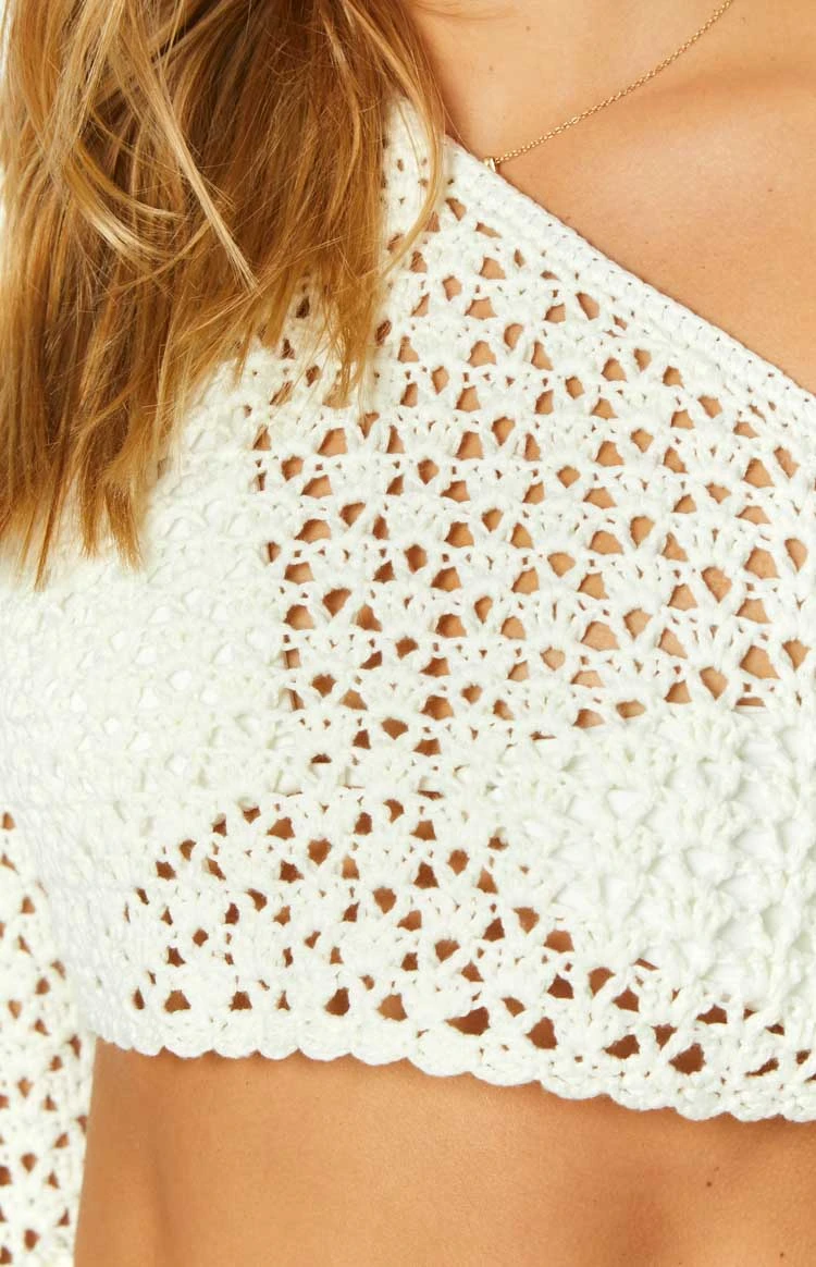 Hadie White Crochet Off Shoulder Top - Image 4