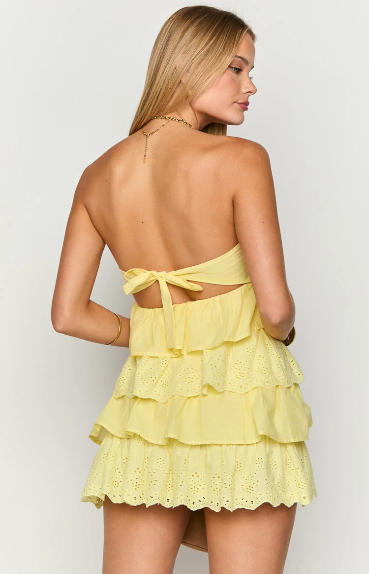 Hannah Yellow Strapless Mini Dress - Image 5