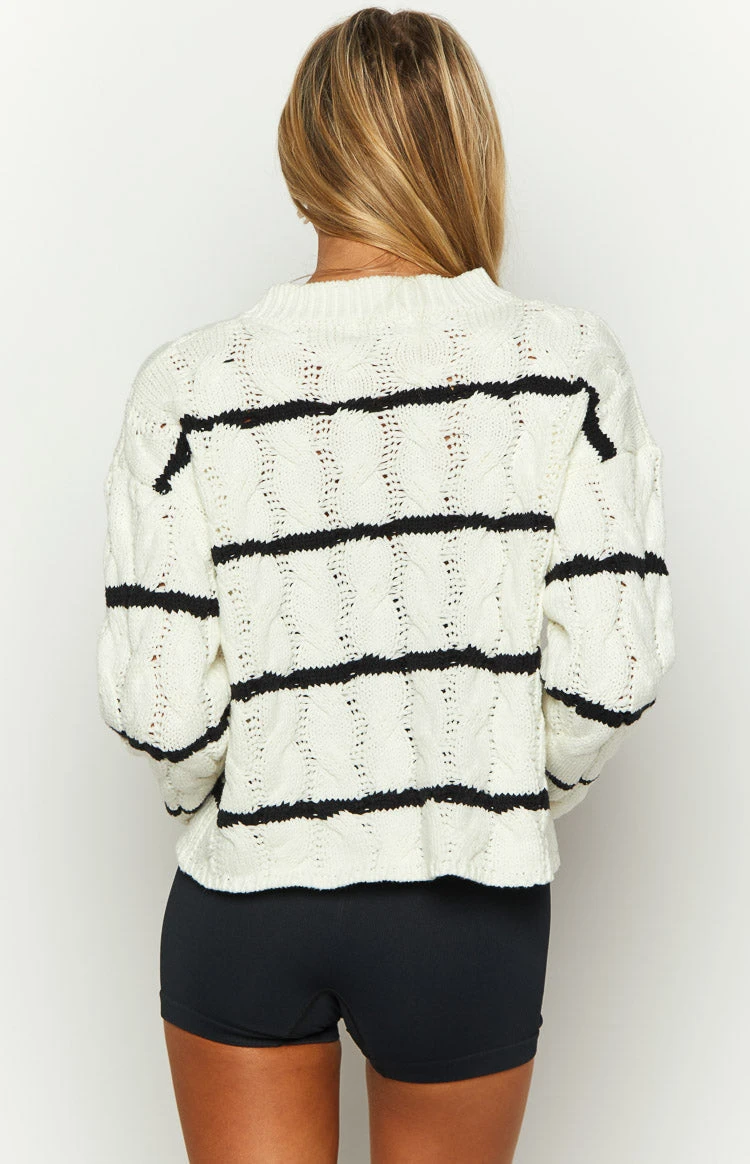 Harmony White Striped Jumper - Image 5