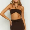 Haylo Chocolate Halter Crop Top