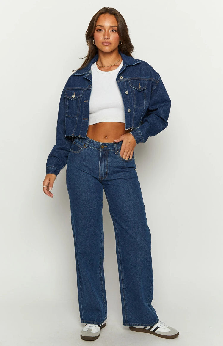 Helena Dark Wash Denim Cropped Jacket - Image 4