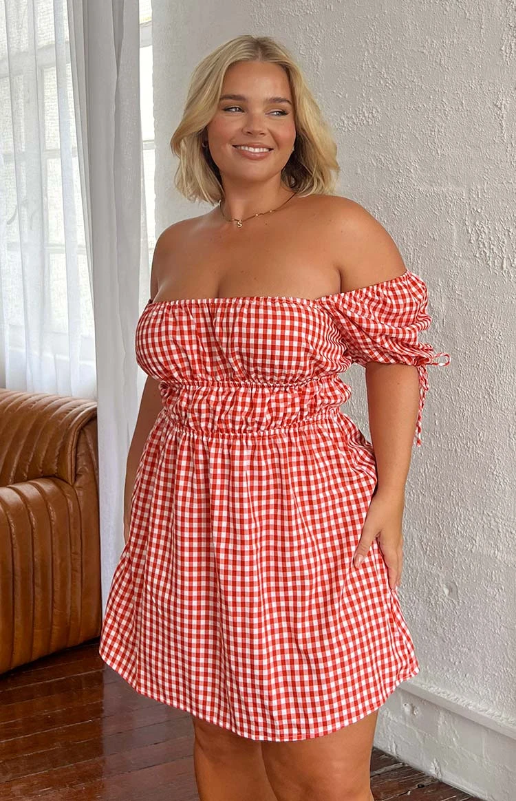 I'm Yours Red Gingham Mini Dress - Image 8