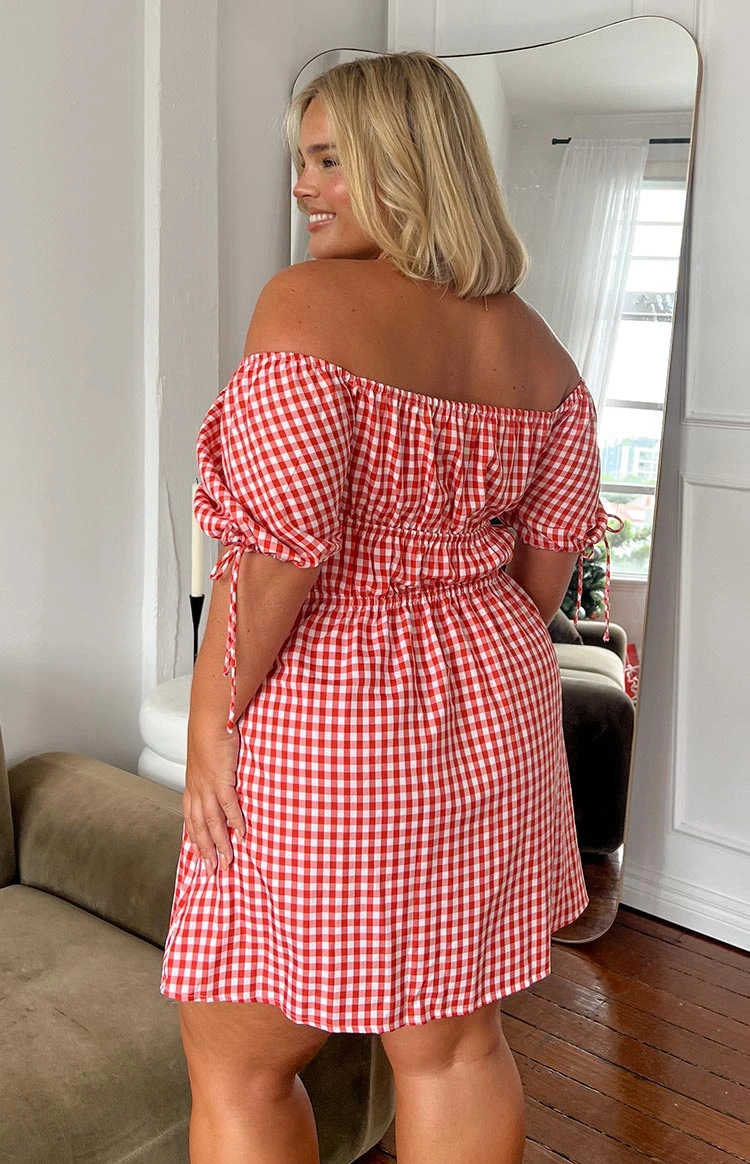 I'm Yours Red Gingham Mini Dress - Image 10