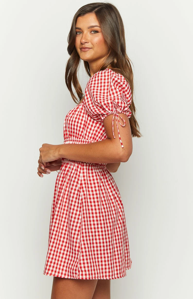 I'm Yours Red Gingham Mini Dress - Image 3