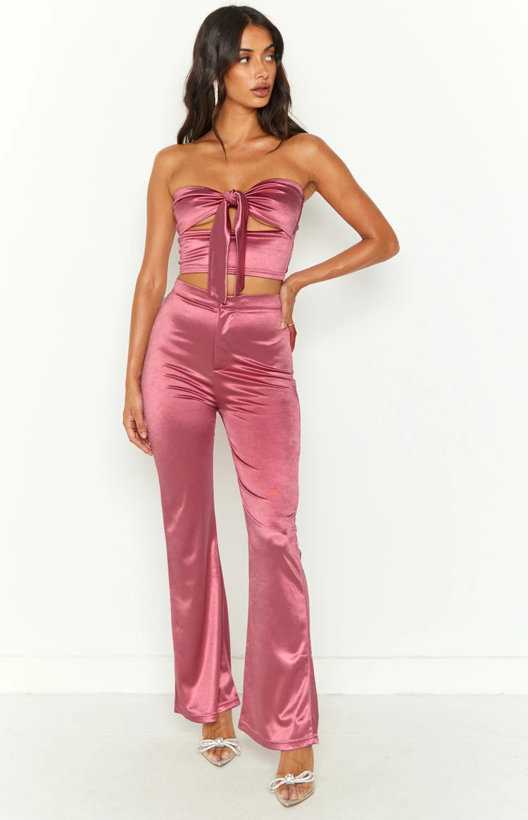 Indigo Pink High Waisted Flare Pants - Image 4