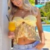 Isabella Yellow Sequin Strapless Top