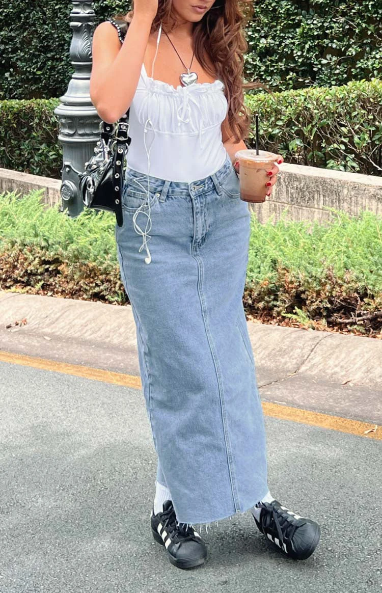 Isla Blue Denim Midi Skirt - Image 7