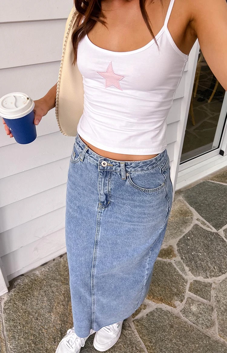 Isla Blue Denim Midi Skirt - Image 12