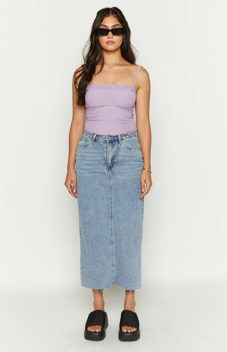 Isla Blue Denim Midi Skirt - Image 2