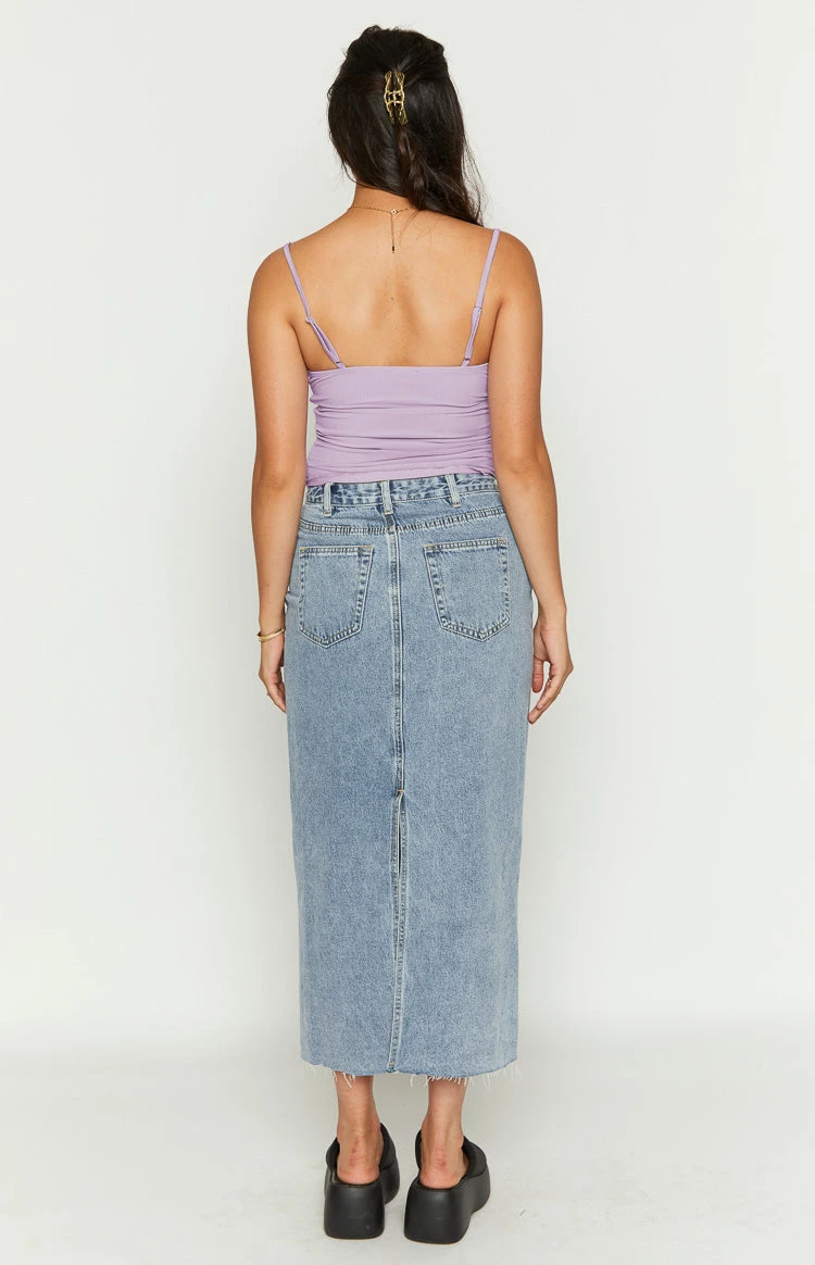 Isla Blue Denim Midi Skirt - Image 5