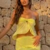 Jacqulin Yellow Strapless Top