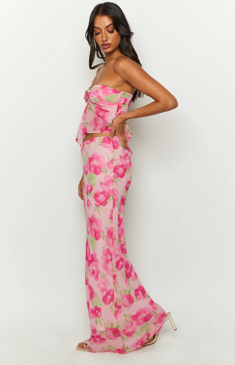 Jacqulin Pink Floral Print Maxi Skirt - Image 4