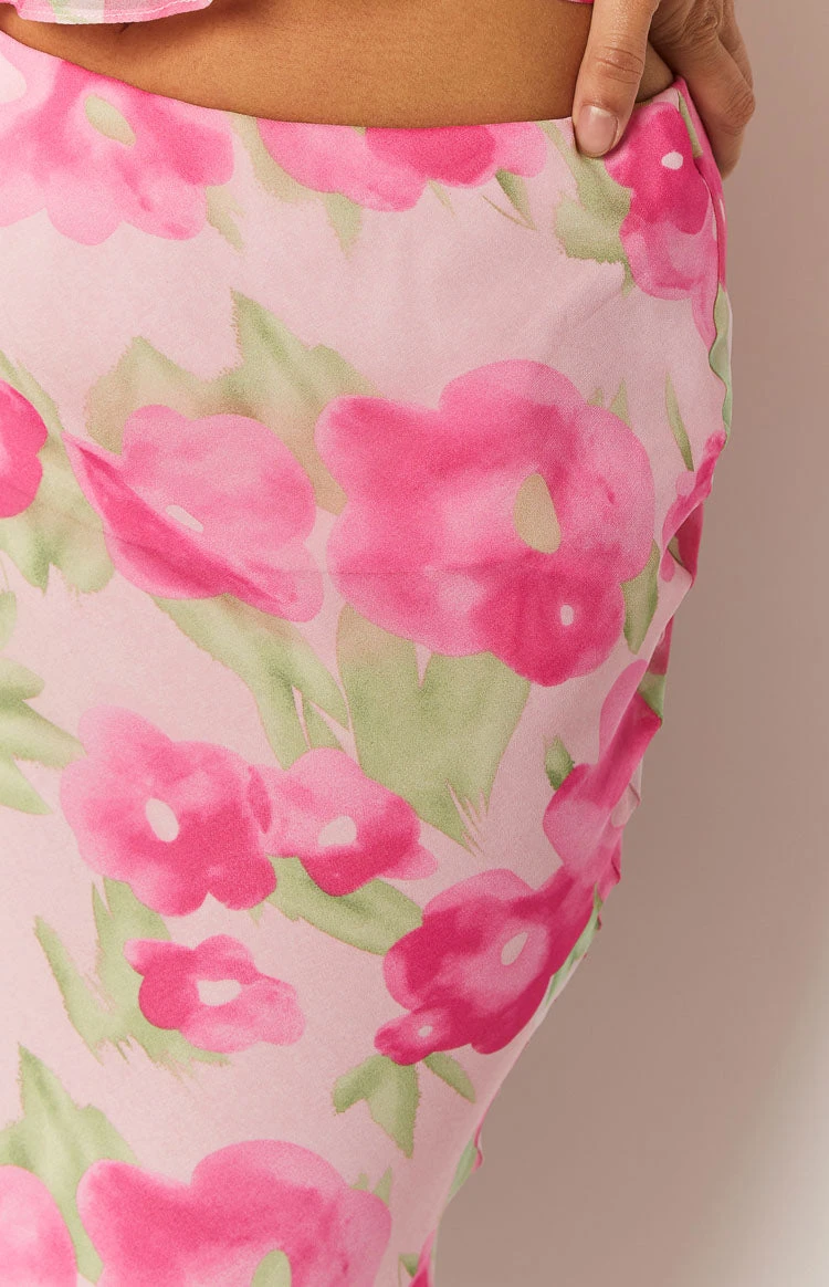 Jacqulin Pink Floral Print Maxi Skirt - Image 5