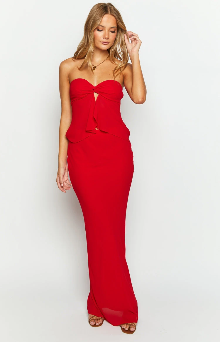 Jacqulin Red Strapless Top - Image 3