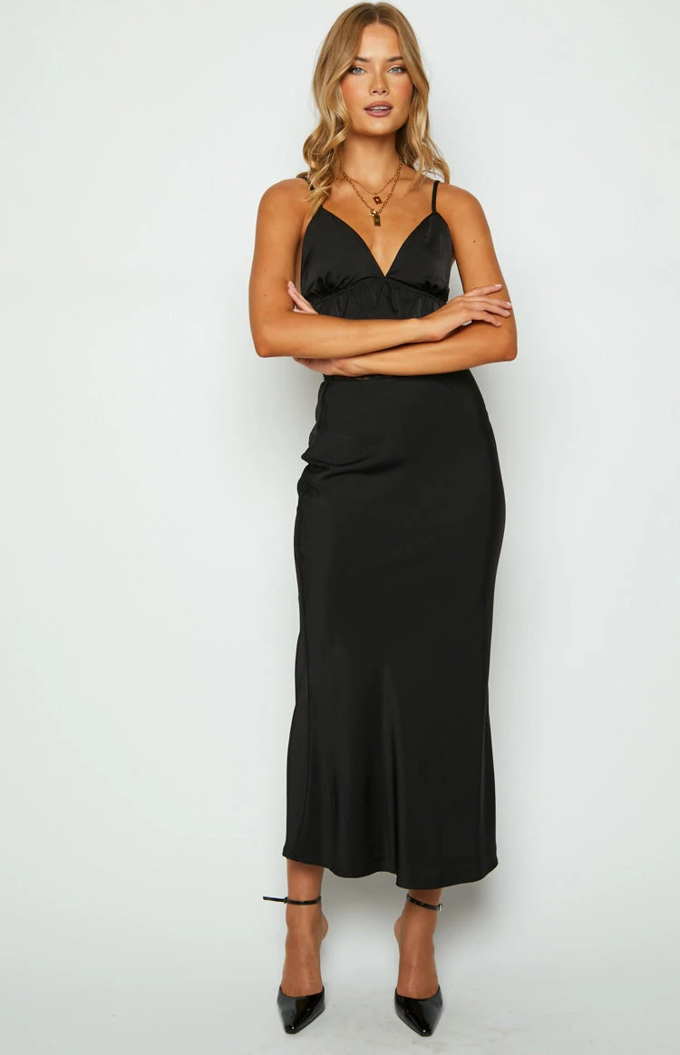 Jayde Black Lace Trim Maxi Skirt - Image 3