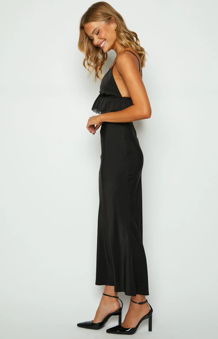 Jayde Black Lace Trim Maxi Skirt - Image 4