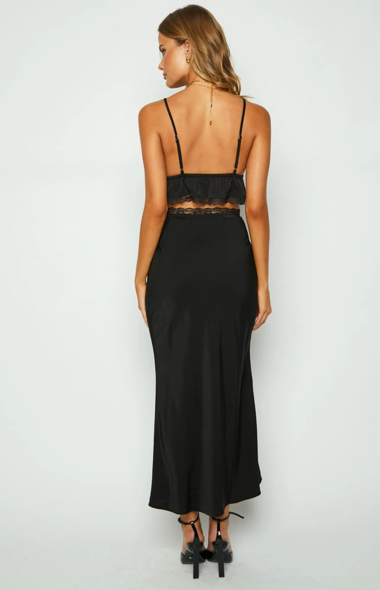 Jayde Black Lace Trim Maxi Skirt - Image 5