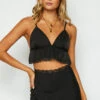 Jayde Black Lace Trim Crop Top
