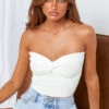 Jessica White Twist Front Bandeau Top
