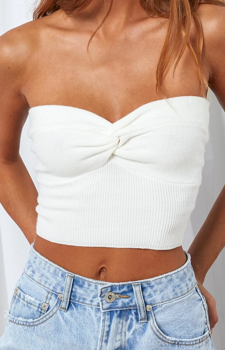 Jessica White Twist Front Bandeau Top - Image 8