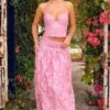 Jewel Pink Floral Maxi Skirt