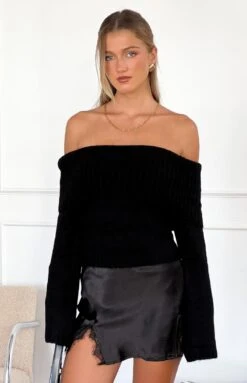 Joey Black Off Shoulder Sweater