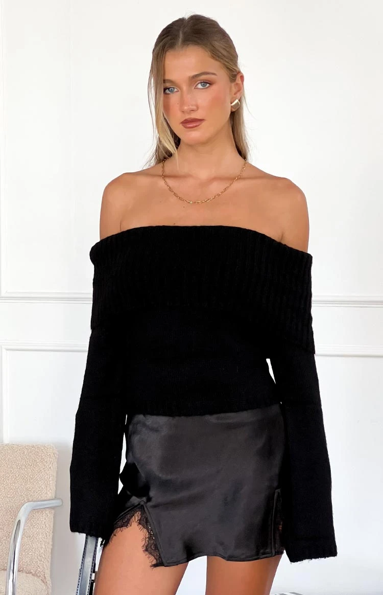 Joey Black Off Shoulder Sweater