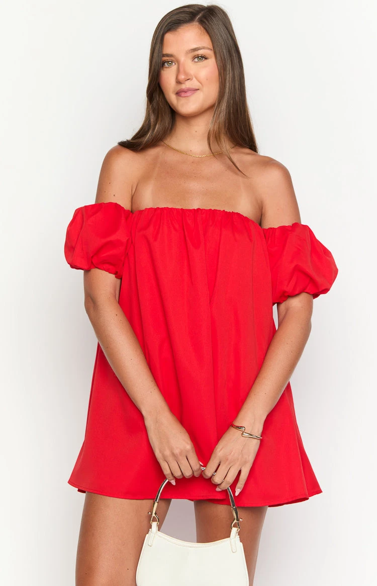 Jozette Red Off The Shoulder Mini Dress - Image 2