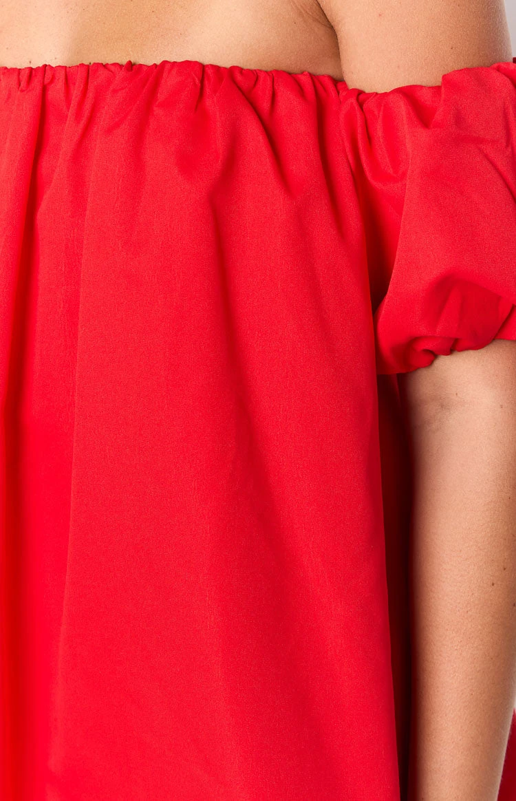 Jozette Red Off The Shoulder Mini Dress - Image 6