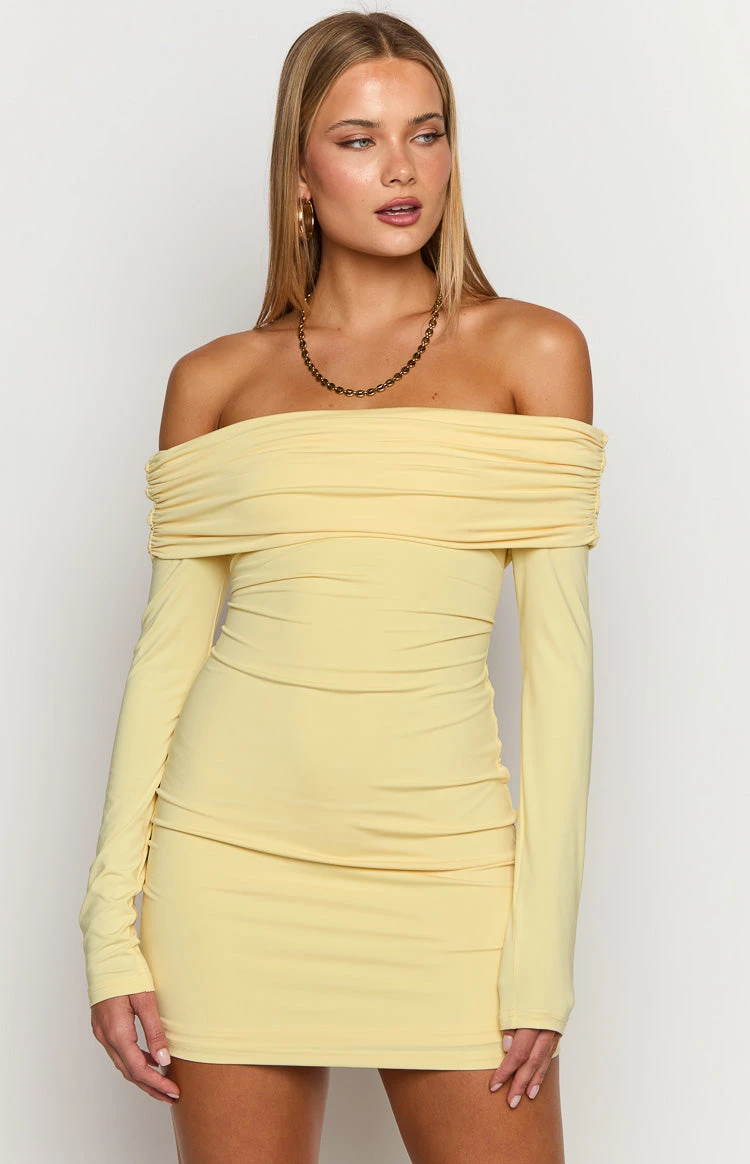 Junie Yellow Long Sleeve Mini Dress - Image 2
