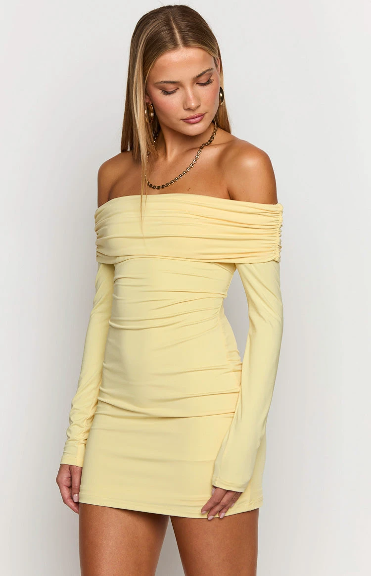 Junie Yellow Long Sleeve Mini Dress - Image 4