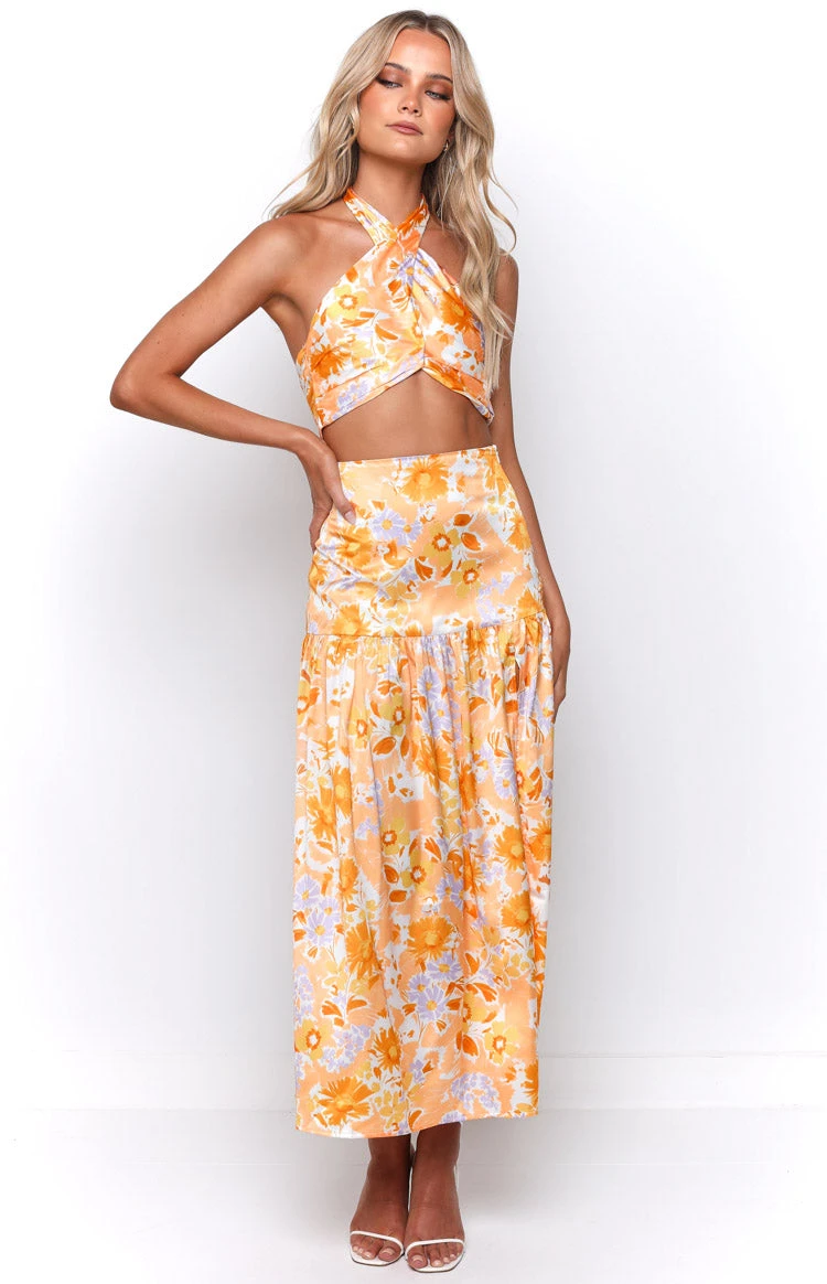 Juniper Orange Floral Maxi Skirt - Image 7