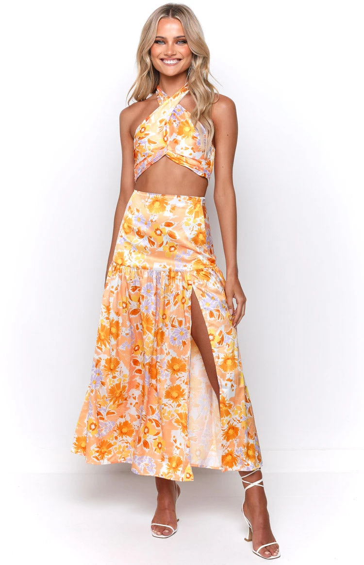 Juniper Orange Floral Maxi Skirt - Image 5
