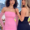 Kaliana Pink Off The Shoulder Mini Dress