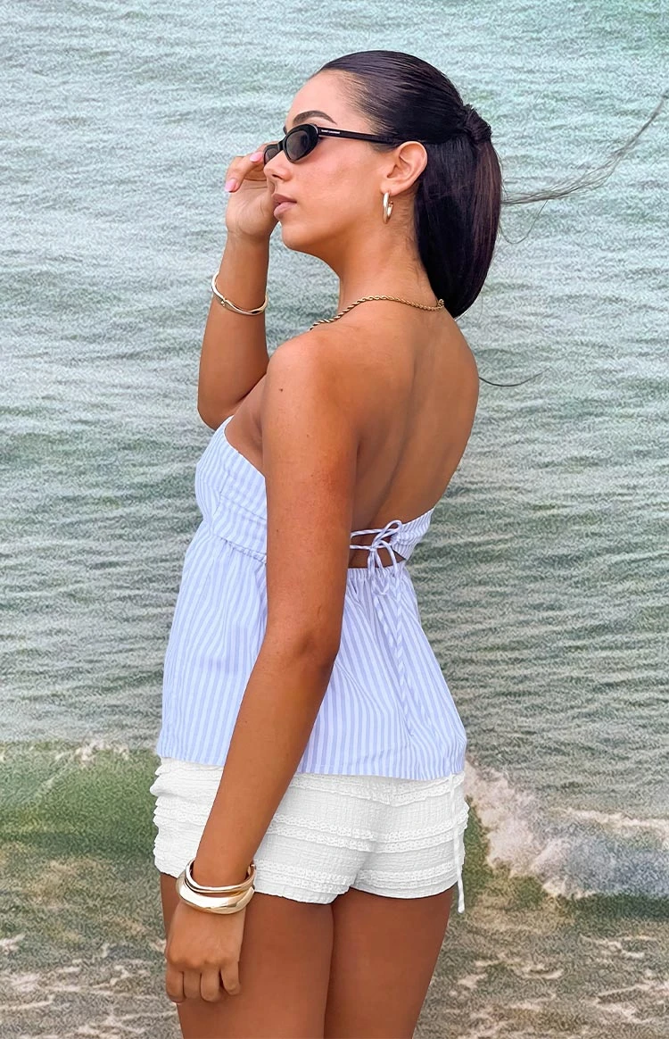 Klee Light Blue Strapless Tie Back Top - Image 8