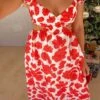 Kaden Red Anemone Floral Print Maxi Dress