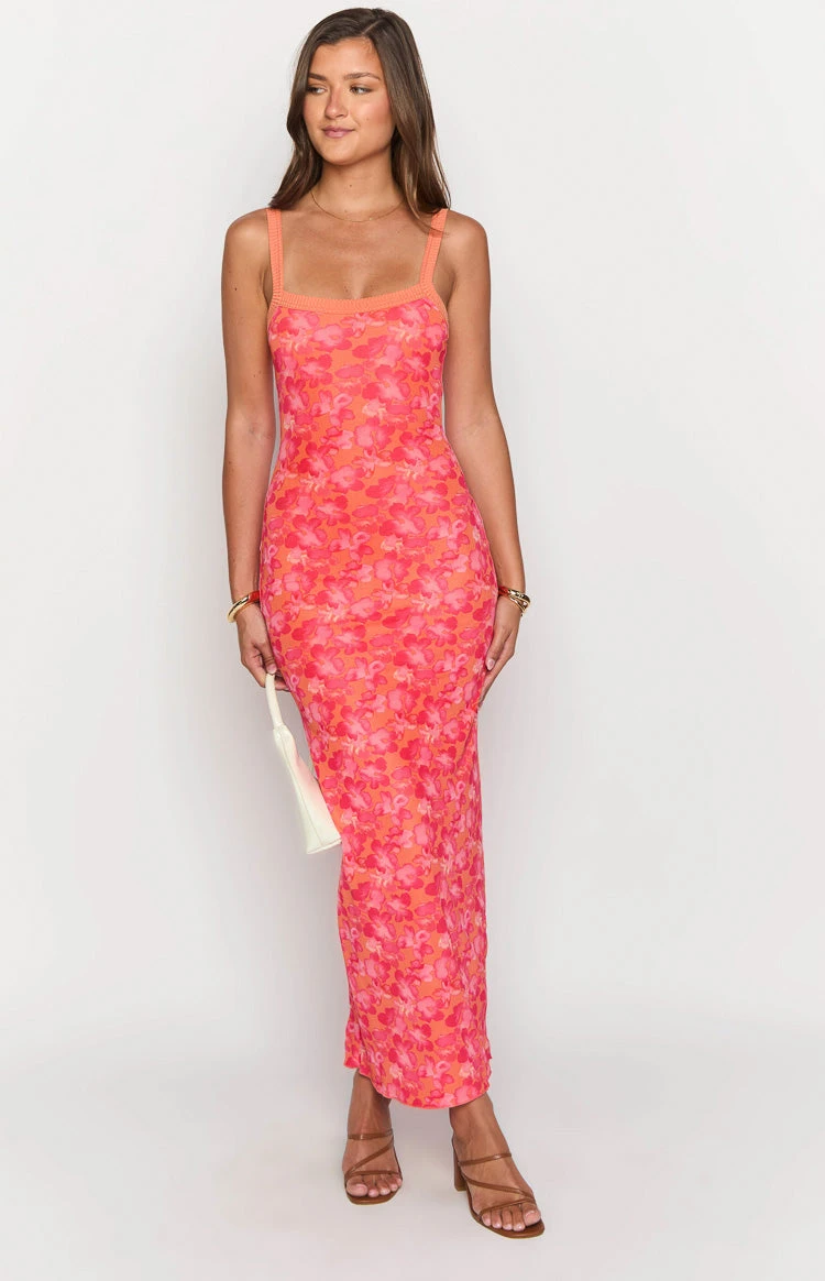 Kelly Orange Floral Maxi Dress - Image 2